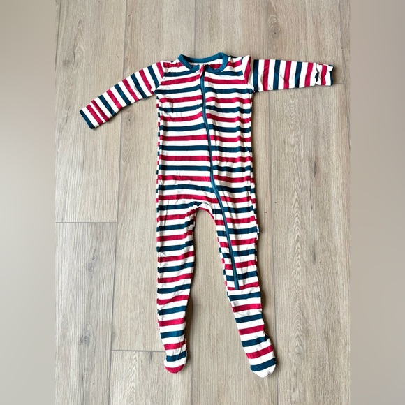 Other - Kickee Pants Balloon Stripe Bamboo Zip Footie Anniversary Print 18-24M NWOT